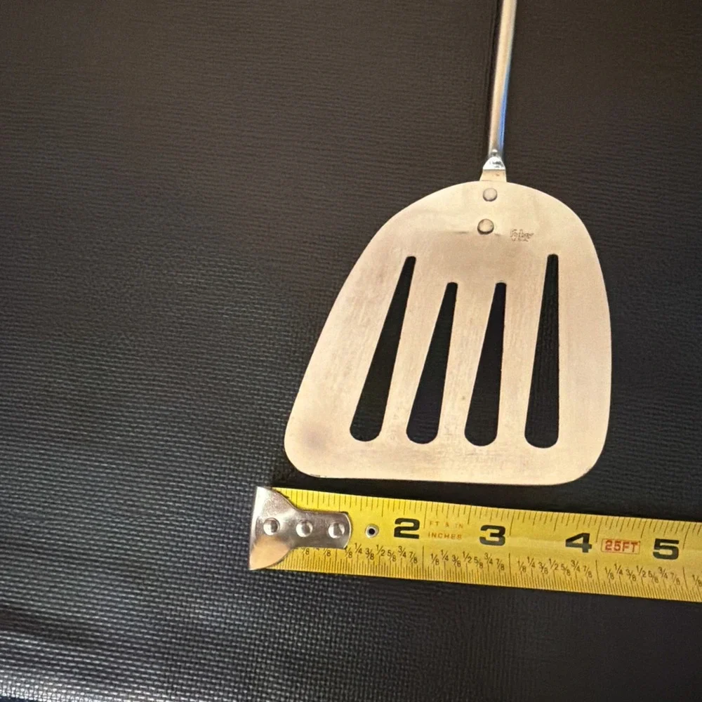 Vintage Foley USA Stainless Steel Slotted Spatula Black Handle Kitchen Utensil